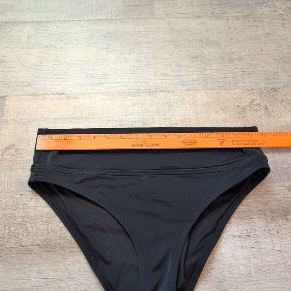 PINK Victoria's Secret Bikini Bottom Womens M Black High Waisted V Front - Picture 3 of 5